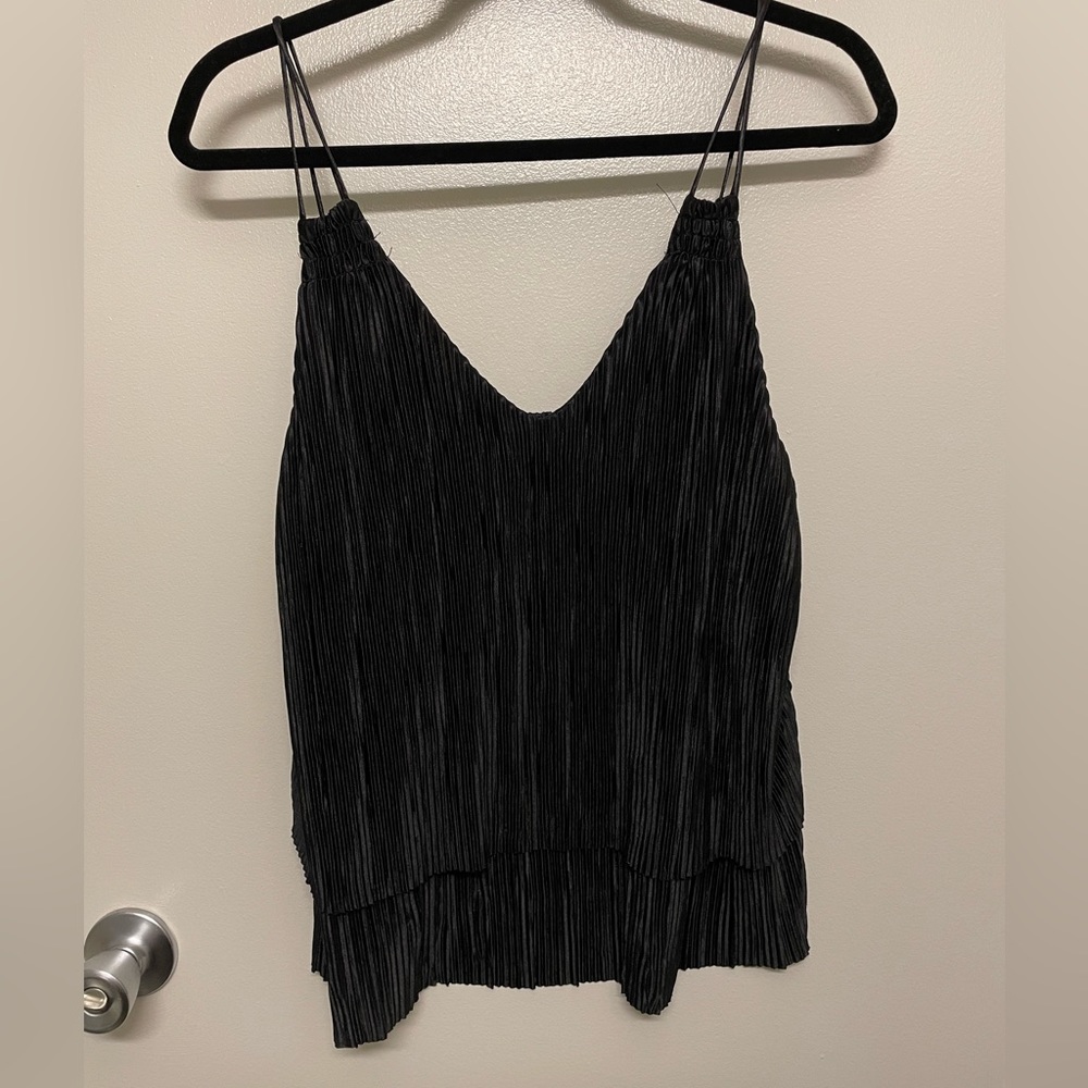 Strappy black dual layer tank